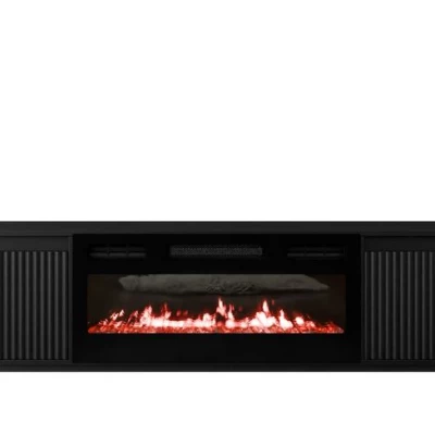 TV stolík s elektrickým krbom REMY - čierny