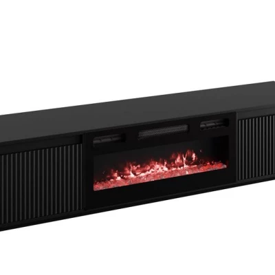 TV stolík s elektrickým krbom REMY - čierny