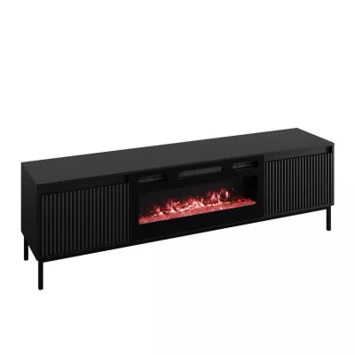 TV stolík s elektrickým krbom REMY - čierny