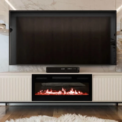 TV stolík s elektrickým krbom REMY - kašmír