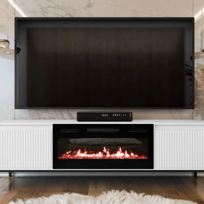 TV stolík s elektrickým krbom REMY - biely
