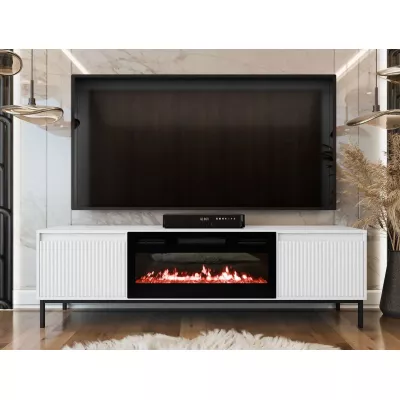 TV stolík s elektrickým krbom REMY - biely