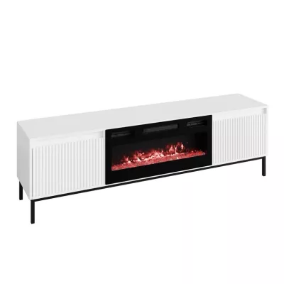 TV stolík s elektrickým krbom REMY - biely
