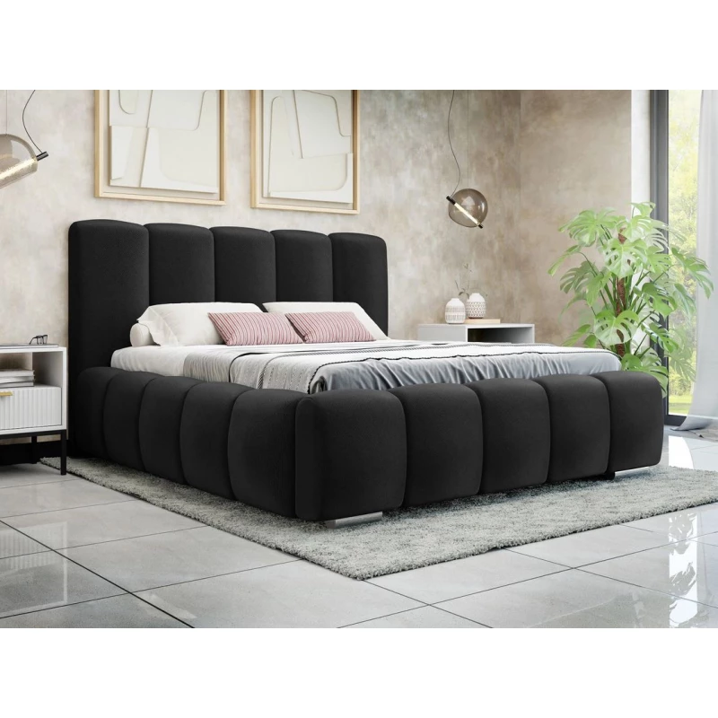 Čalúnená manželská posteľ 160x200 MIDKIFF - čierna