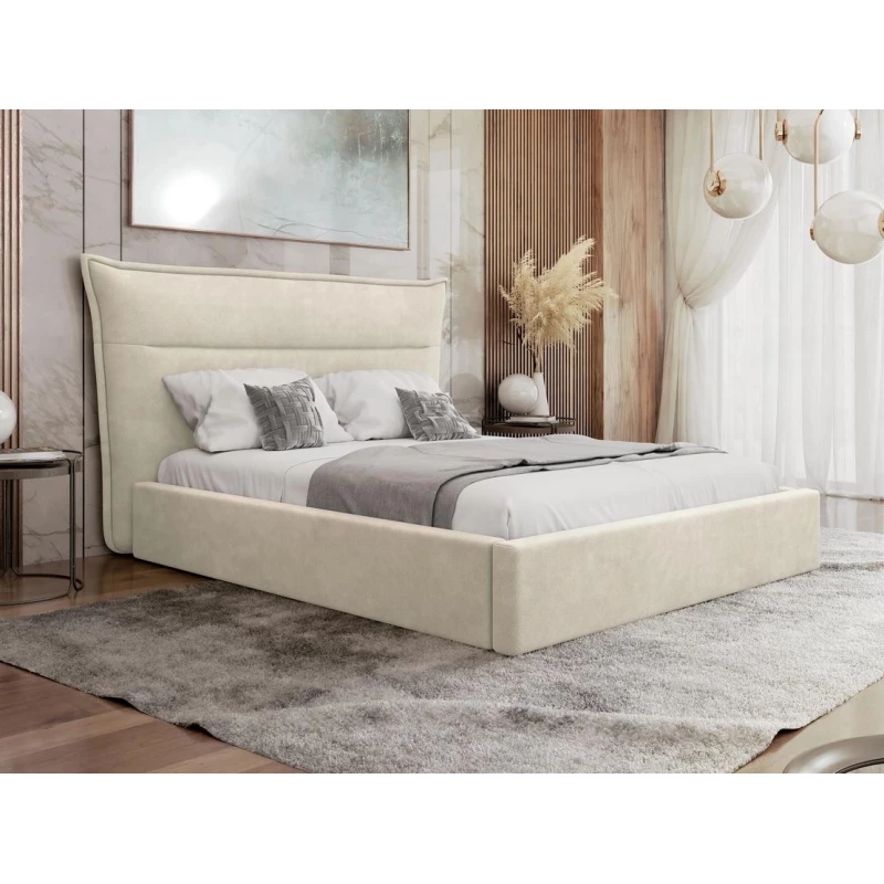 Manželská posteľ s úložným priestorom 160x200 BUNIA - špinavá biela