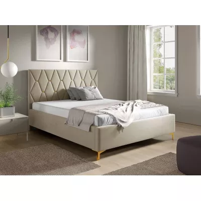 Čalúnená posteľ s úložným priestorom 160x200 ODYS - svetlá béžová