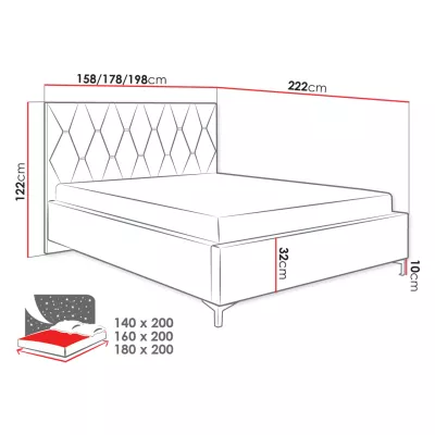 Čalúnená posteľ s úložným priestorom 140x200 ODYS - šedá