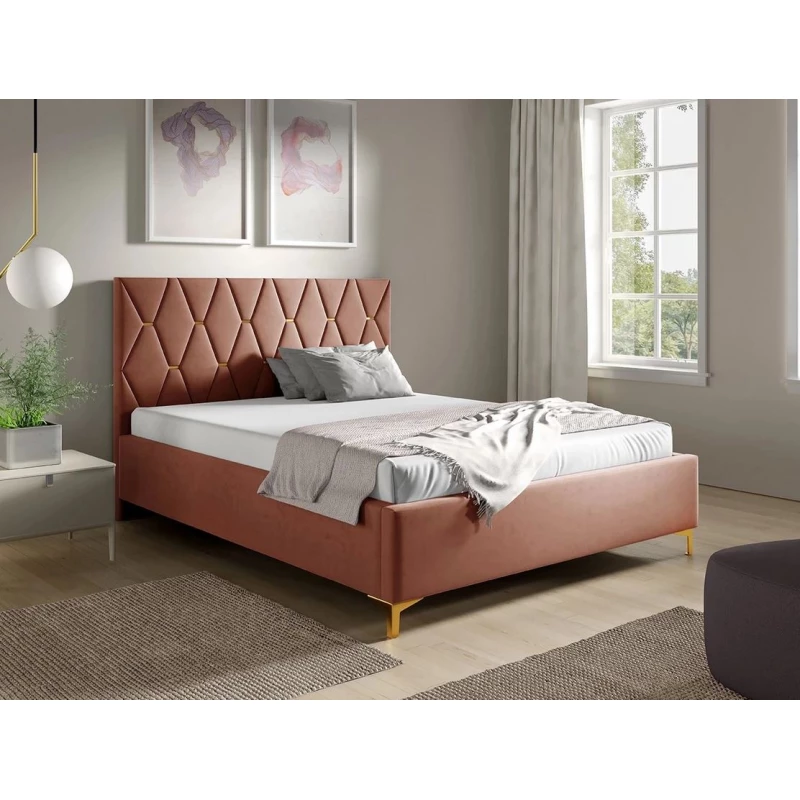 Čalúnená posteľ s úložným priestorom 180x200 ODYS - staroružová