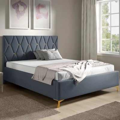 Čalúnená posteľ s úložným priestorom 180x200 ODYS - šedomodrá