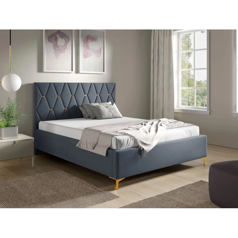 Čalúnená posteľ s úložným priestorom 180x200 ODYS - šedomodrá
