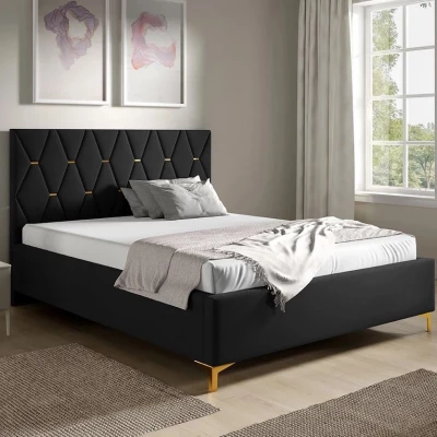 Čalúnená posteľ s úložným priestorom 180x200 ODYS - čierna