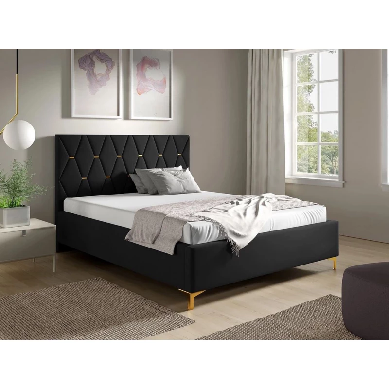 Čalúnená posteľ s úložným priestorom 180x200 ODYS - čierna