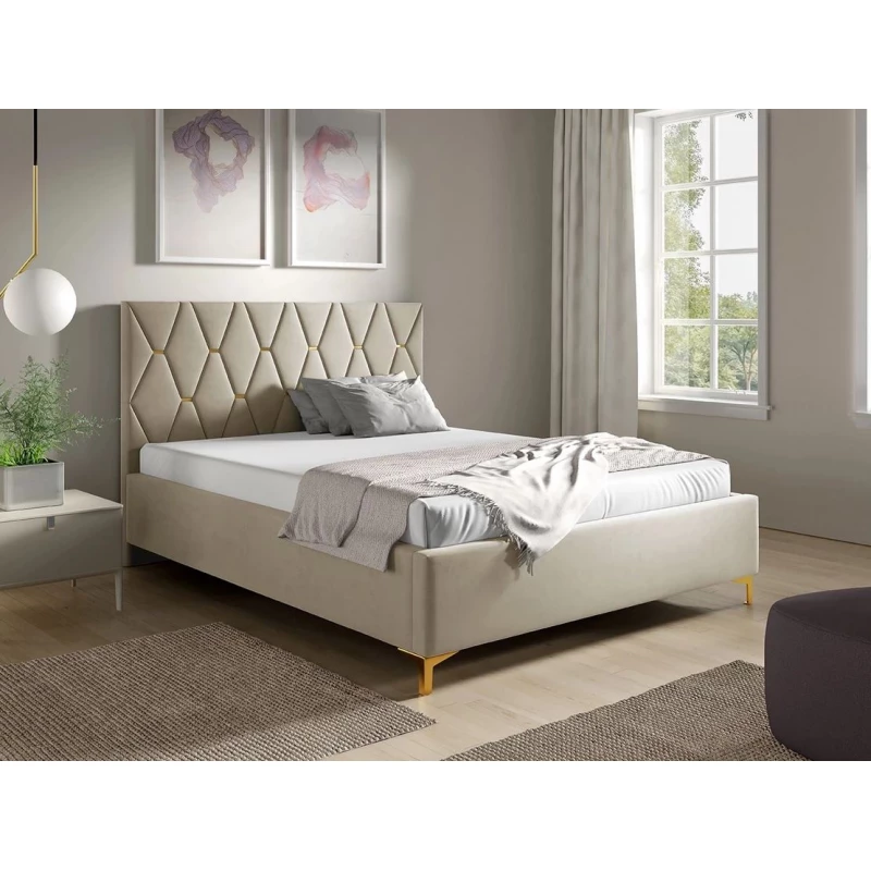 Čalúnená posteľ s úložným priestorom 180x200 ODYS - svetlá béžová
