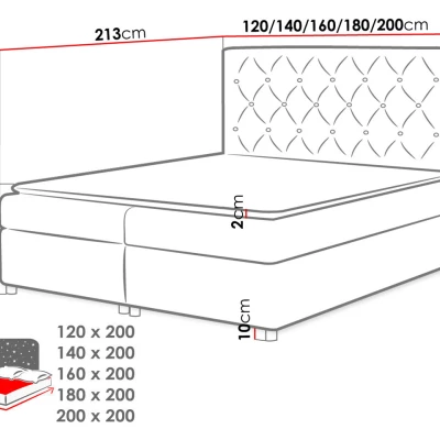 Hotelová dvojlôžková posteľ 180x200 NITKA - šedá + topper ZDARMA