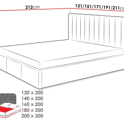 Čalúnená manželská posteľ 180x200 SELHOM - zelená