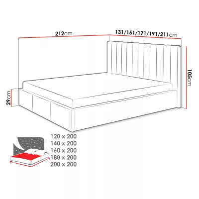 Čalúnená jednolôžková posteľ 120x200 SELHOM - modrá
