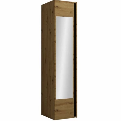 Predsieňová skriňa 40 cm so zrkadlom SELAND - dub artisan / čierna