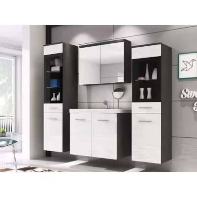 Kúpeľňová zostava YUKO 2 - matera / lesklá biela + umývadlo ZDARMA