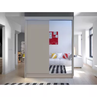 Šatníková skriňa 150 cm so zrkadlom a LED osvetlením PIRITU 1 - kašmír