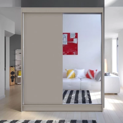 Šatníková skriňa 150 cm so zrkadlom a LED osvetlením PIRITU 1 - kašmír