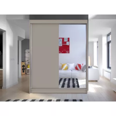 Šatníková skriňa 150 cm so zrkadlom a LED osvetlením PIRITU 1 - kašmír