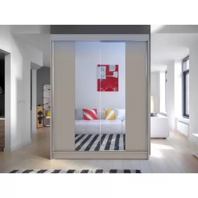 Šatníková skriňa 150 cm so zrkadlom a LED osvetlením PIRITU 2 - kašmír