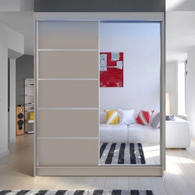 Šatníková skriňa 150 cm so zrkadlom a LED osvetlením PIRITU 3 - kašmír