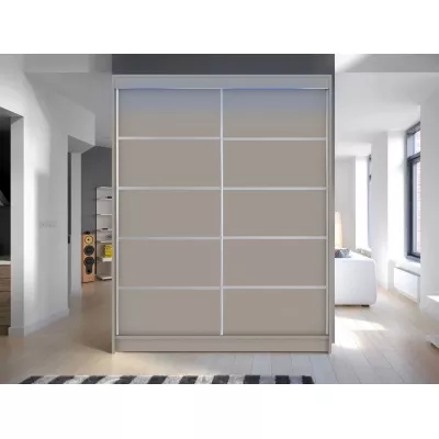 Šatníková skriňa 150 cm s posuvnými dverami a LED osvetlením PIRITU 4 - kašmír
