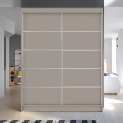 Šatníková skriňa 150 cm s posuvnými dverami a LED osvetlením PIRITU 4 - kašmír