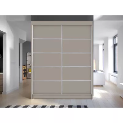 Šatníková skriňa 150 cm s posuvnými dverami a LED osvetlením PIRITU 4 - kašmír