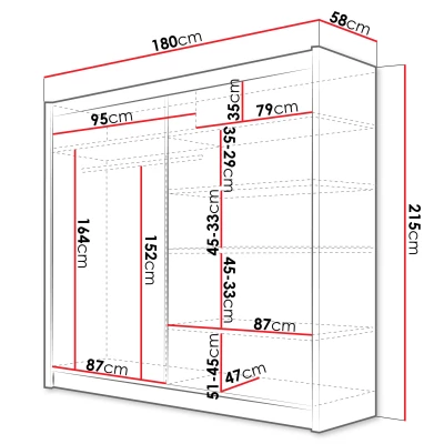 Moderná šatníková skriňa 180 cm FLORENCIO 11 - čierna / kašmír