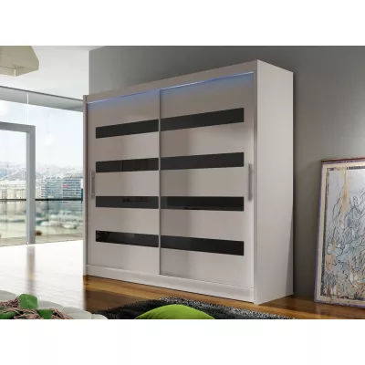 Šatníková skriňa 180 cm s posuvnými dverami a LED osvetlením FLORENCIO 11 - čierna / kašmír