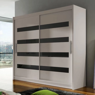 Šatníková skriňa 180 cm s posuvnými dverami a LED osvetlením FLORENCIO 11 - čierna / kašmír