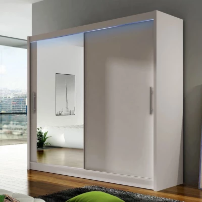 Šatníková skriňa 180 cm so zrkadlom a LED osvetlením FLORENCIO 6 - kašmír
