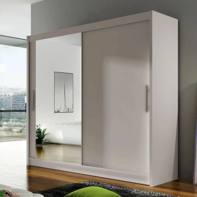 Šatníková skriňa 180 cm so zrkadlom a LED osvetlením FLORENCIO 6 - kašmír