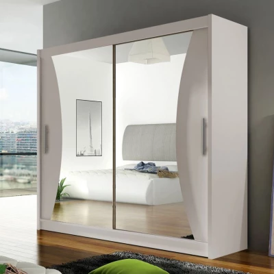 Šatníková skriňa 180 cm so zrkadlom a LED osvetlením FLORENCIO 5 - kašmír