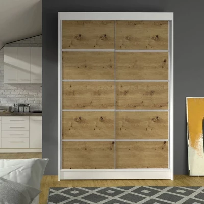Posuvná šatníková skriňa 120 cm SAMANRE 4 - dub artisan / biela