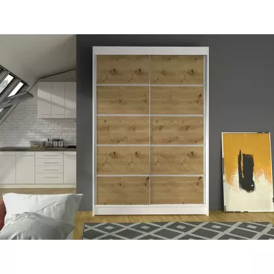 Posuvná šatníková skriňa 120 cm SAMANRE 4 - dub artisan / biela