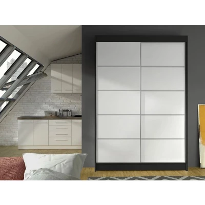 Posuvná šatníková skriňa 120 cm SAMANRE 4 - čierna / biela