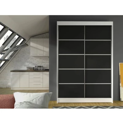 Posuvná šatníková skriňa 120 cm SAMANRE 4 - biela / čierna