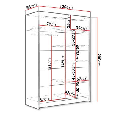 Posuvná šatníková skriňa 120 cm SAMANRE 4 - dub sonoma
