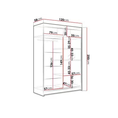 Vysoká šatníková skriňa 120 cm so zrkadlom SAMANRE 3 - dub artisan / biela