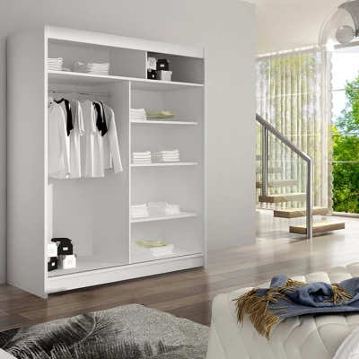 Šatníková skriňa so zrkadlom 120 cm SAMANRE 1 - dub sonoma / biela