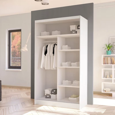 Úzka šatníková skriňa so zrkadlom 100 cm VILMEA 3 - dub artisan / biela