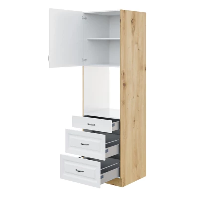 Kuchynská skriňa pre vstavanú rúru 60 cm FRYZIA 3 so šuplíkmi - biela