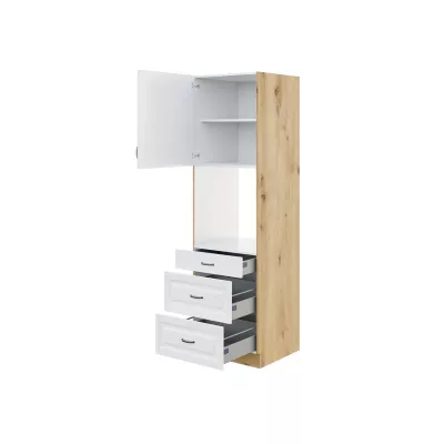 Kuchynská skriňa pre vstavanú rúru 60 cm FRYZIA 3 so šuplíkmi - biela