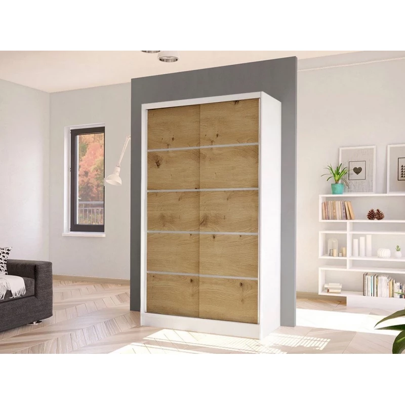 Úzka šatníková skriňa 100 cm VILMEA 2 - dub artisan / biela