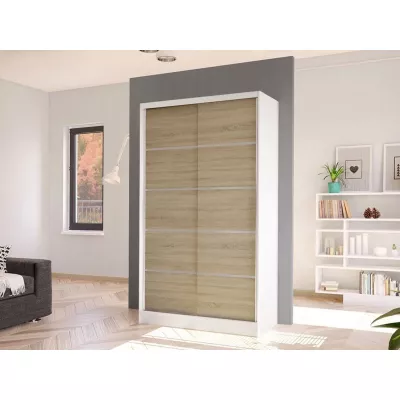 Úzka šatníková skriňa 100 cm VILMEA 2 - biela / dub sonoma