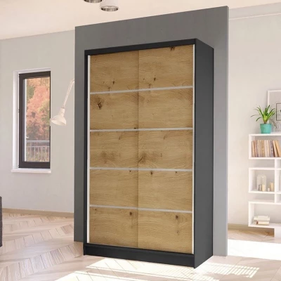 Úzka šatníková skriňa 100 cm VILMEA 2 - dub artisan / čierna