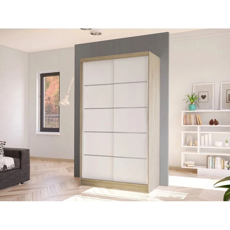 Úzka šatníková skriňa 100 cm VILMEA 2 - dub sonoma / biela
